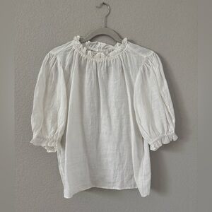 Velvet By Graham & Spencer Masie Linen Blouse in white